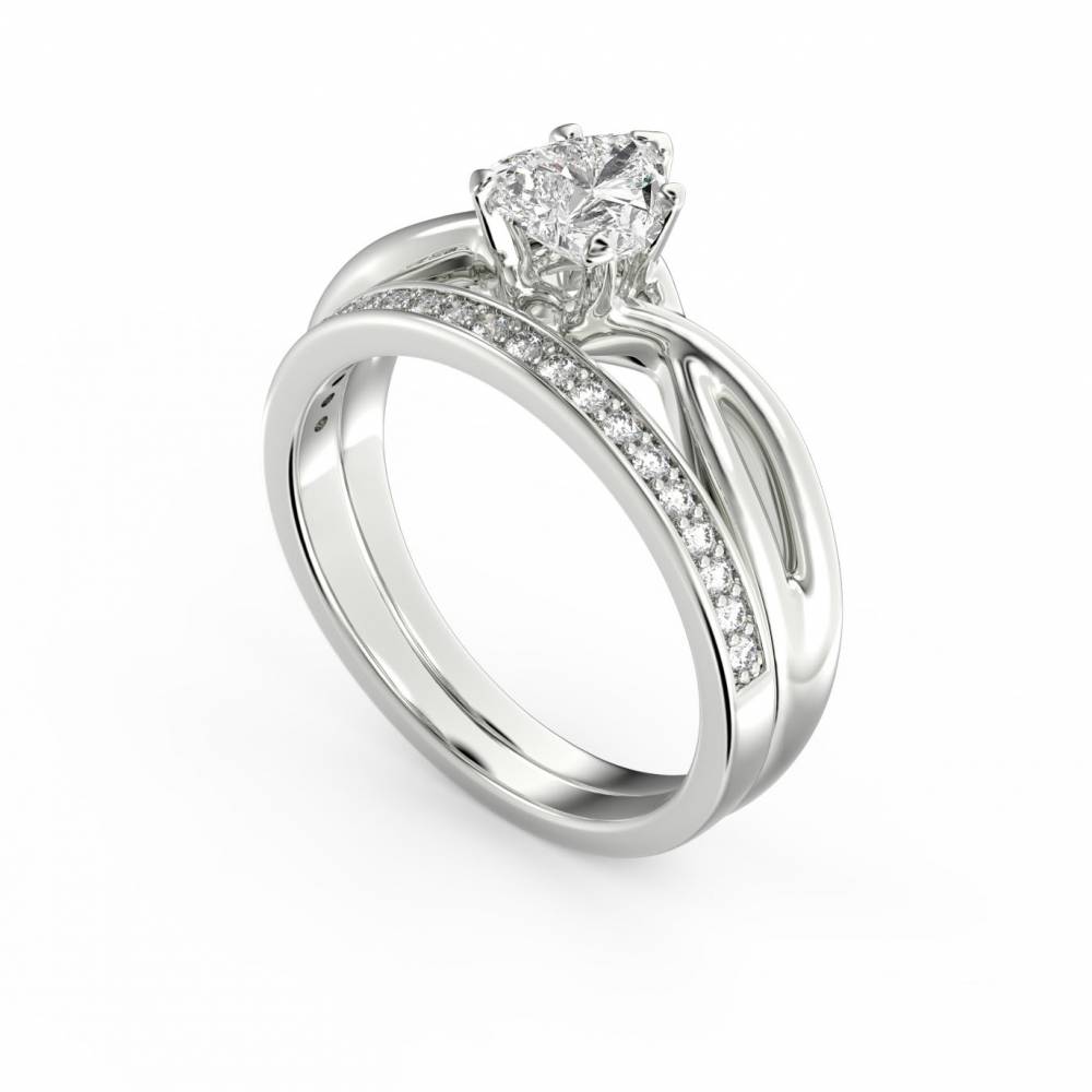 Modern Intertwined Heart Diamond Engagement Ring W