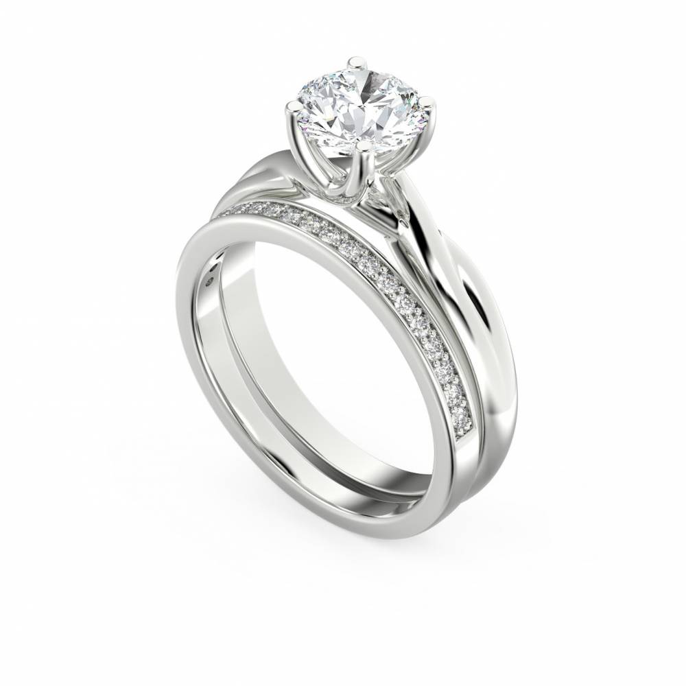 Round Diamond Infinity Twist Engagement Ring W