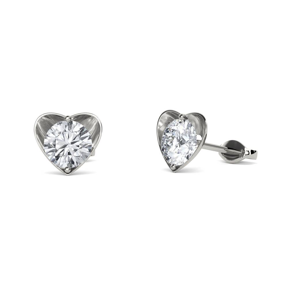 0.15 SI/G-H Round Diamond Heart Shaped Earrings W