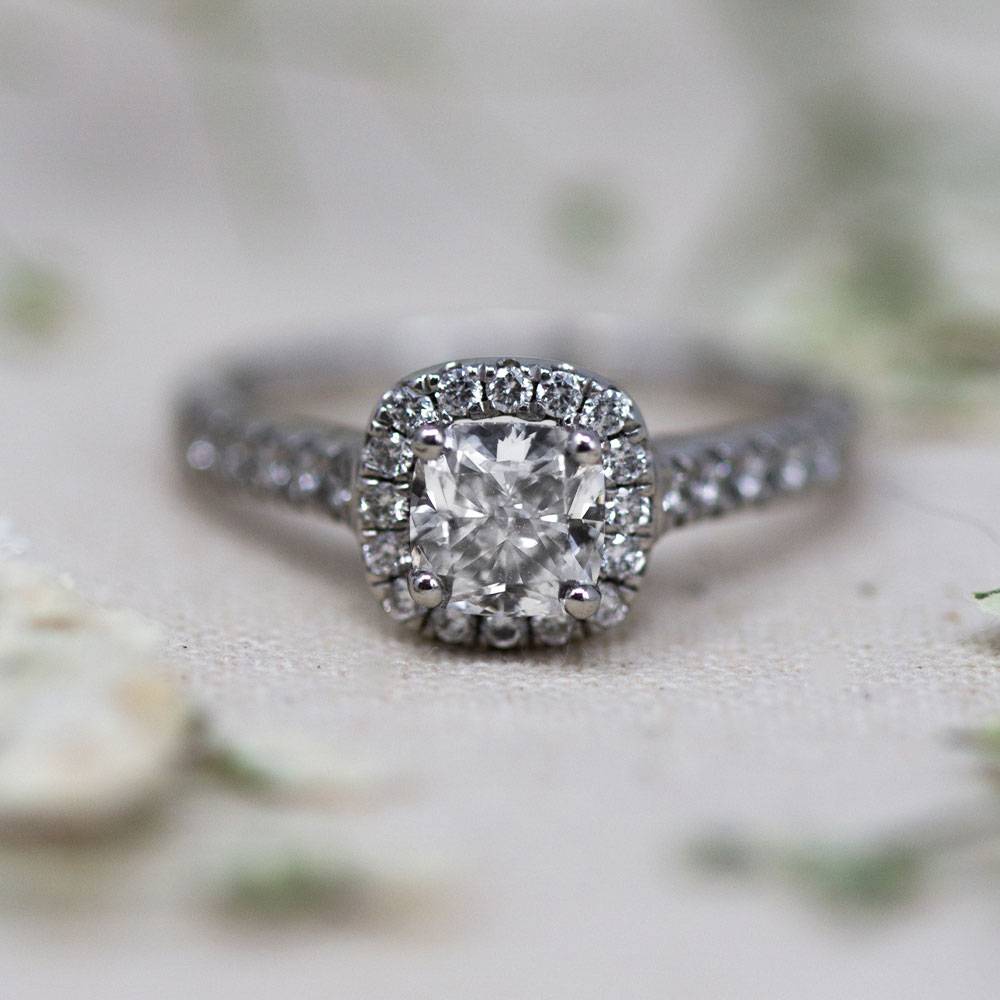 Single Halo Cushion Diamond Ring W