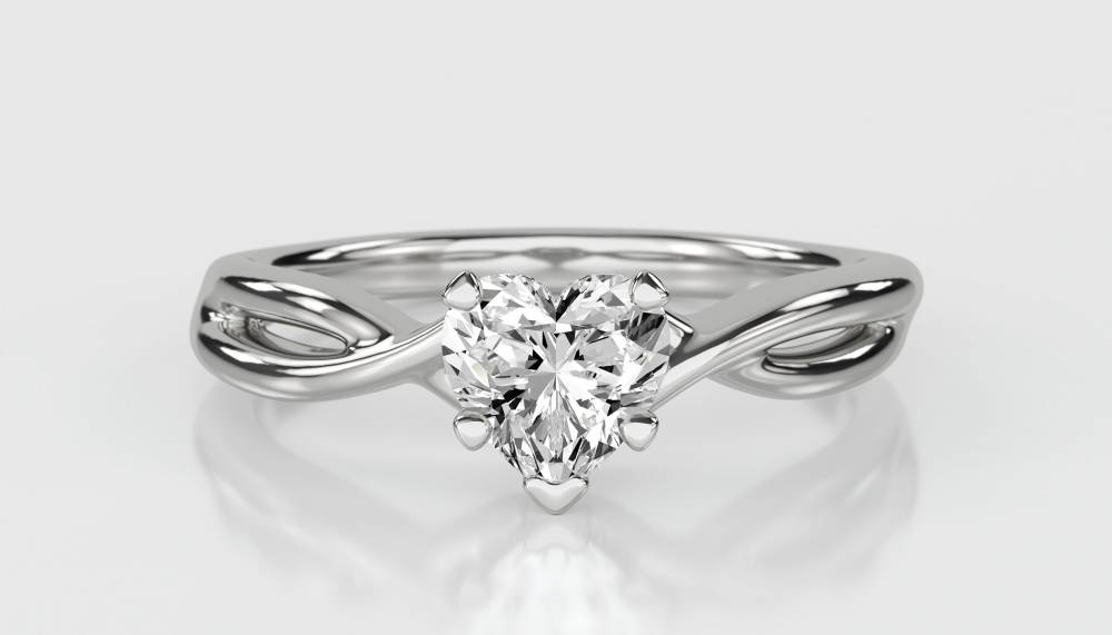 Modern Intertwined Heart Diamond Engagement Ring W