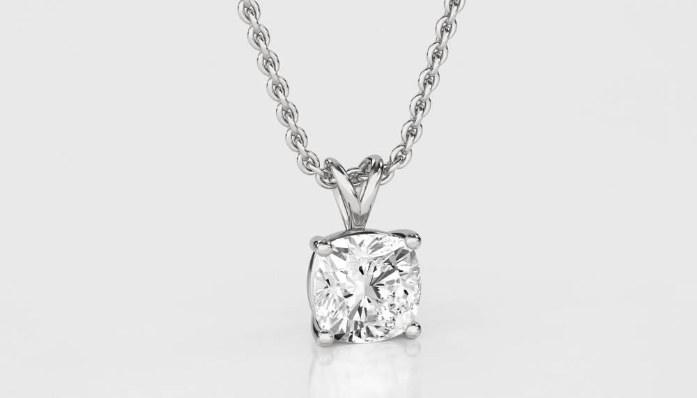0.20 SI/G-H Modern Cushion Diamond Solitaire Pendant W