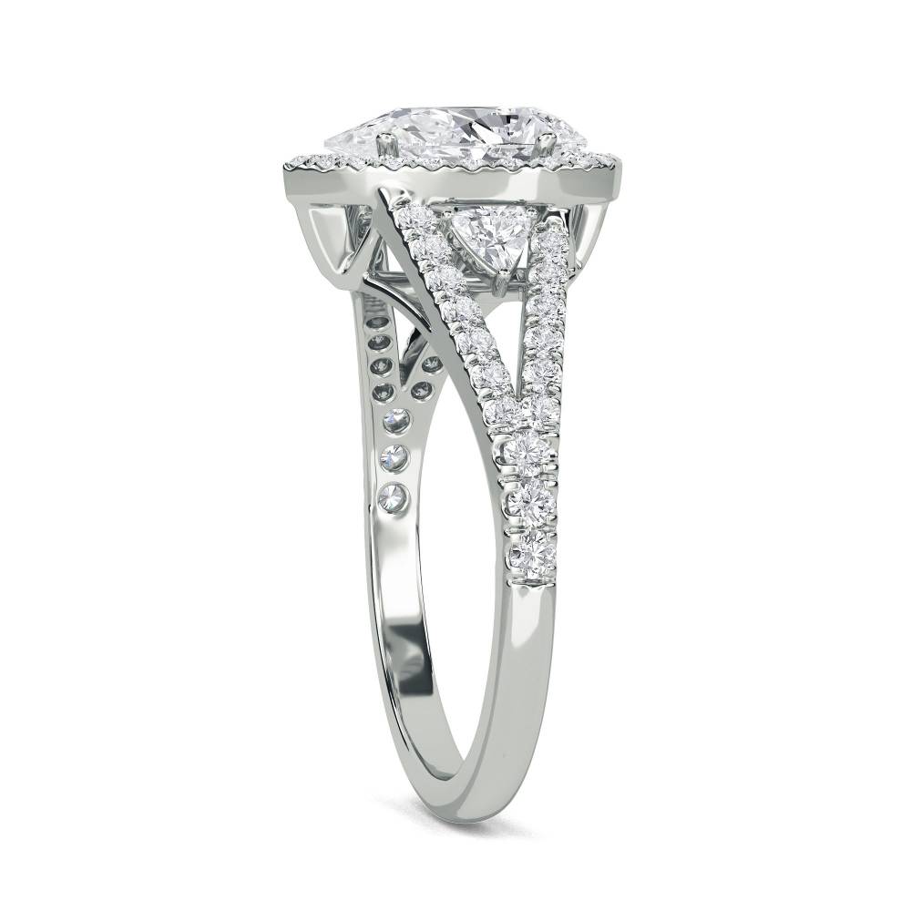 Pear Diamond Split Shoulder Set Ring W