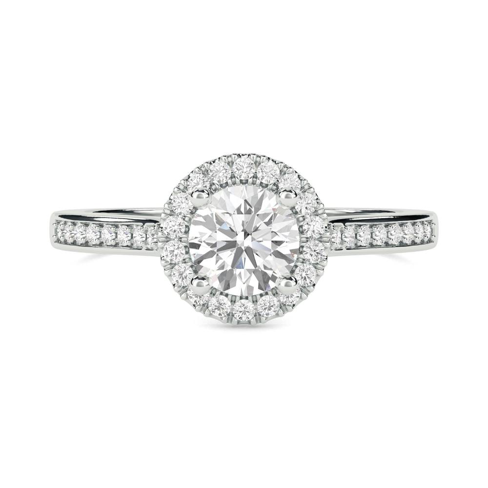 Round Diamond Single Halo Shoulder Set Ring W