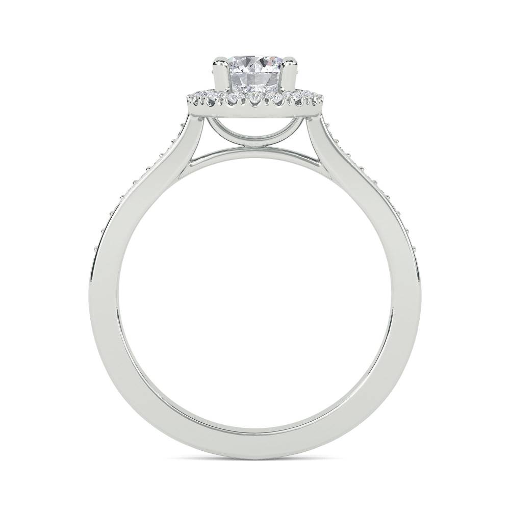 Round Diamond Single Halo Shoulder Set Ring W