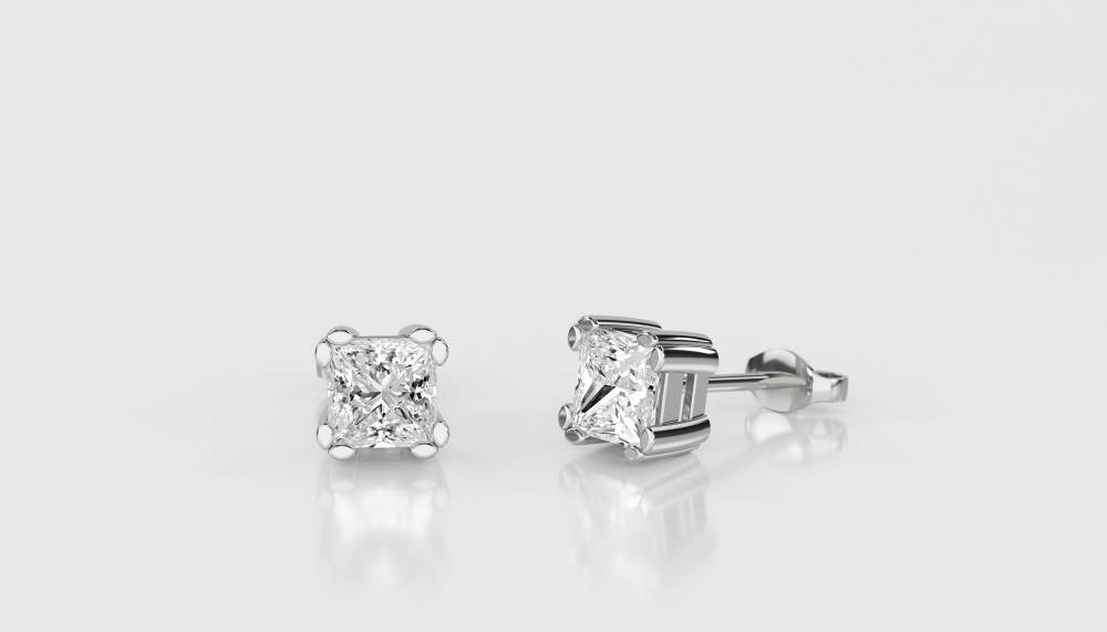 0.20 SI/G-H Split Petal Princess Cut Diamond Earrings W