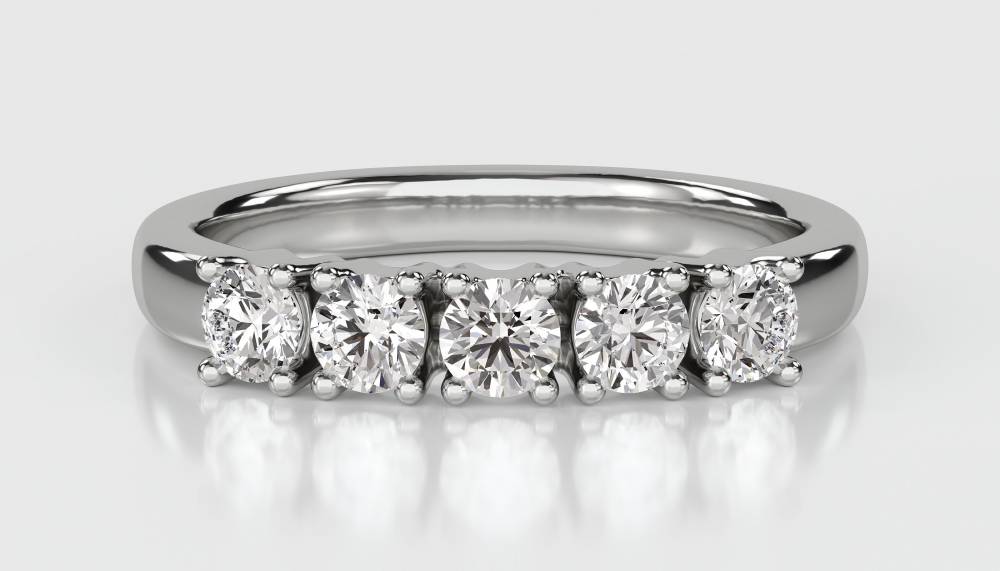 DHDOMHET137 5 Stone Round Diamond Half Eternity Ring W