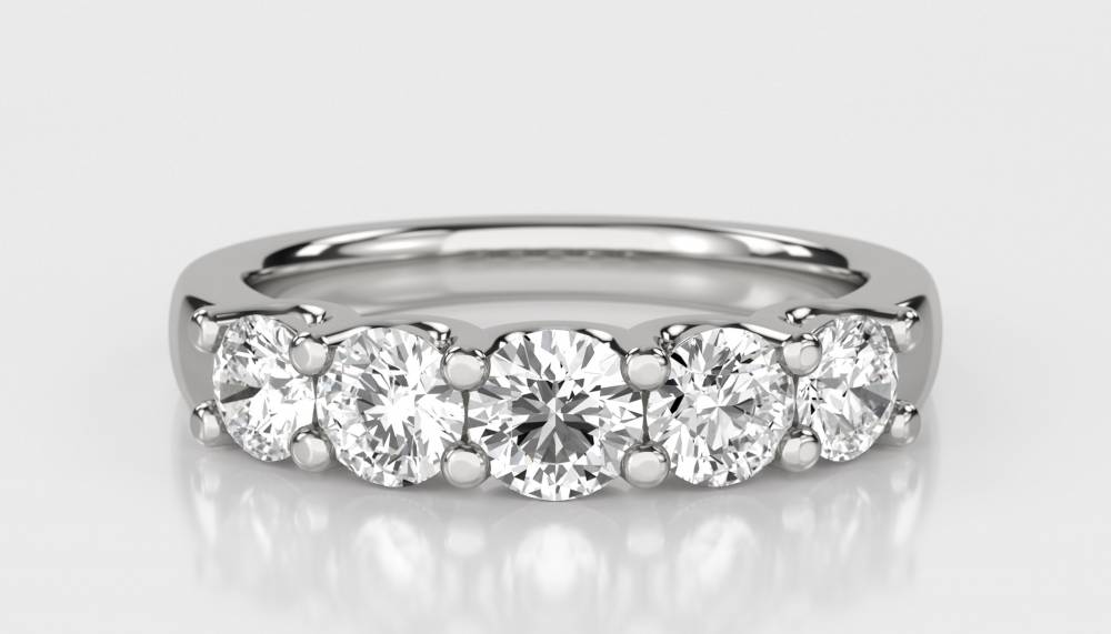 DHDOMHET20185 5 Stone Round Diamond Half Eternity Ring W