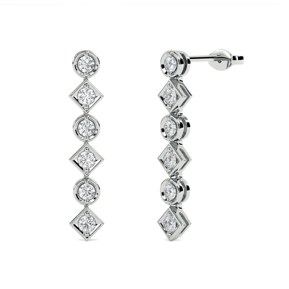 Elegant Round Diamond Drop Earrings W