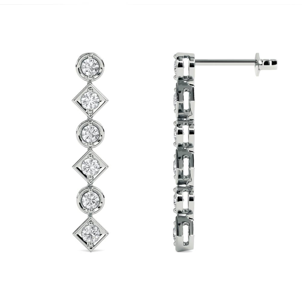 Elegant Round Diamond Drop Earrings W