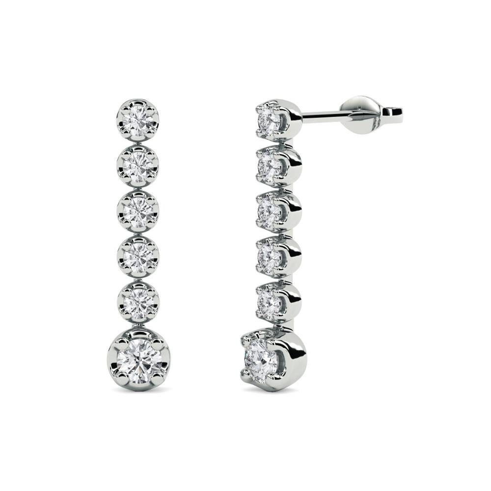 Elegant Round Diamond Drop Earrings W