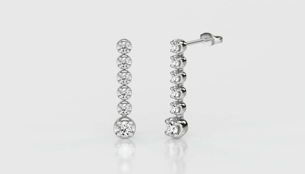 Elegant Round Diamond Drop Earrings W