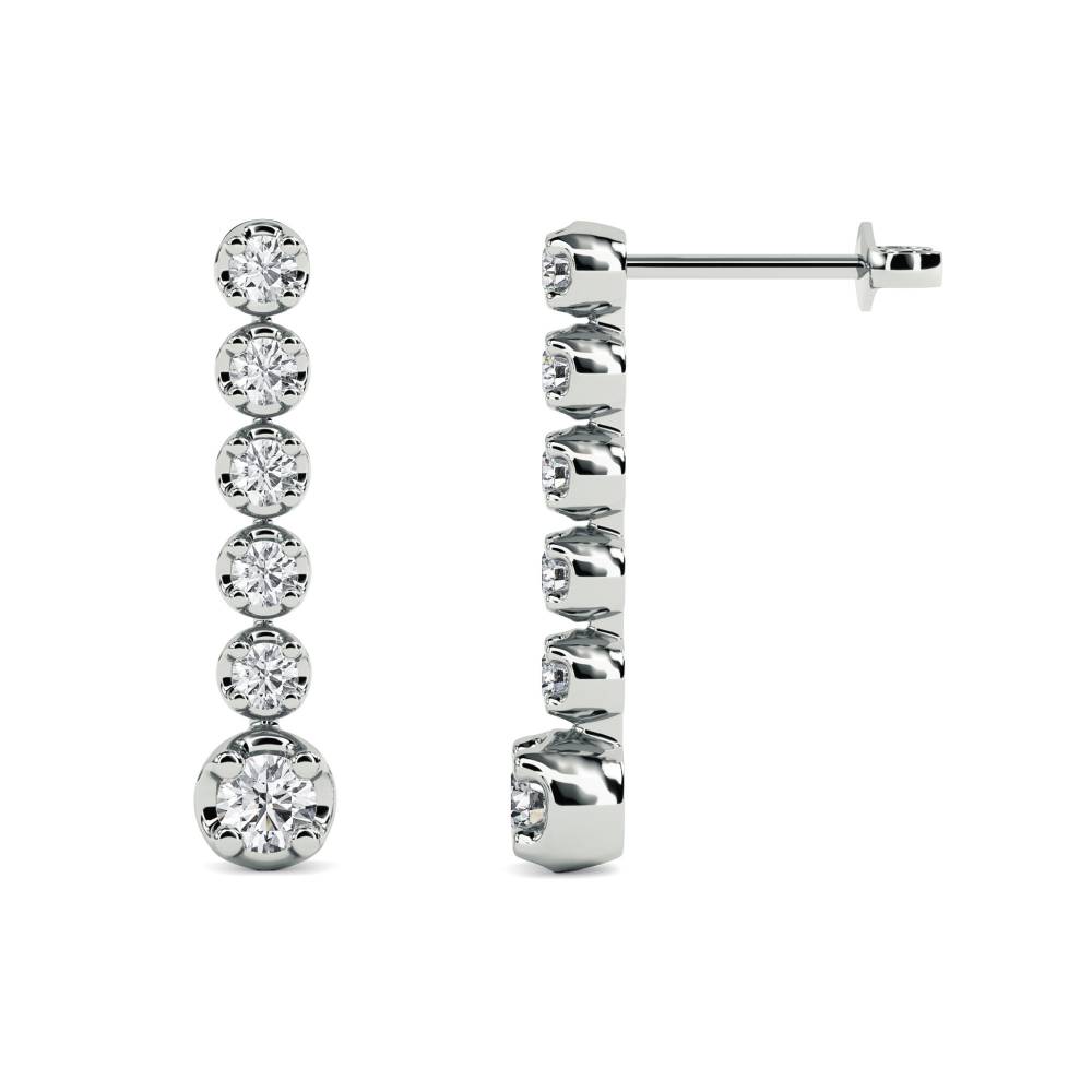 Elegant Round Diamond Drop Earrings W