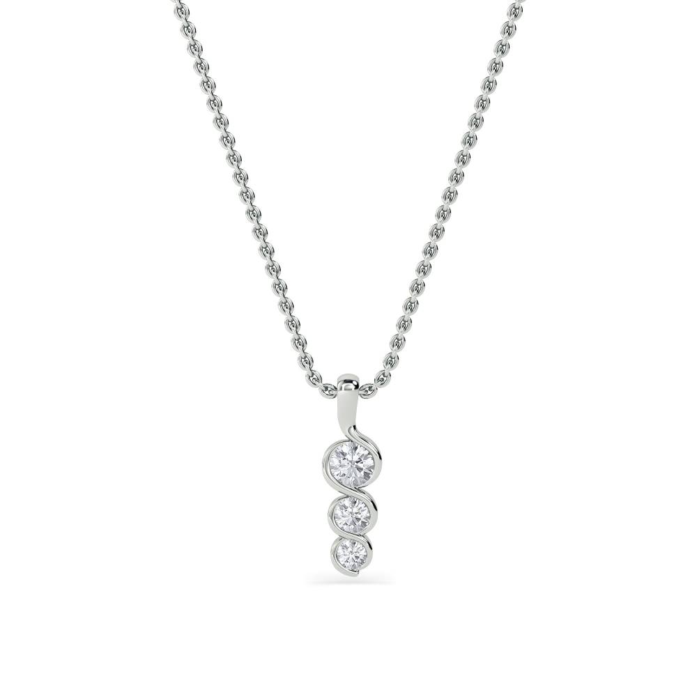 Modern Round Diamond Trilogy Pendant W