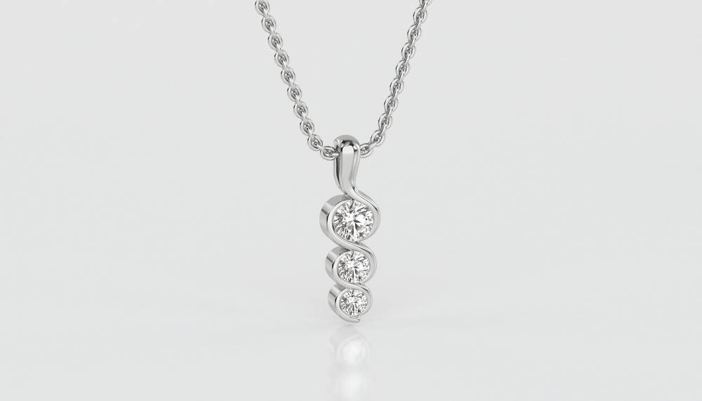 Modern Round Diamond Trilogy Pendant W