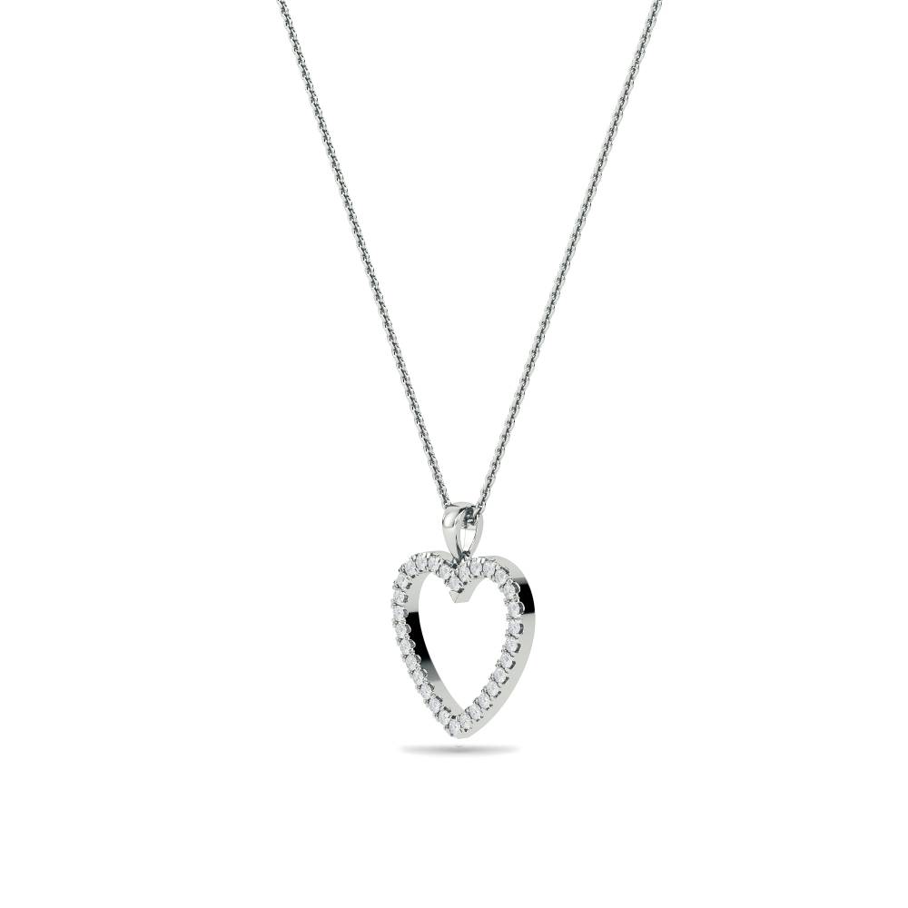 Classic Round Diamond Heart Pendant W