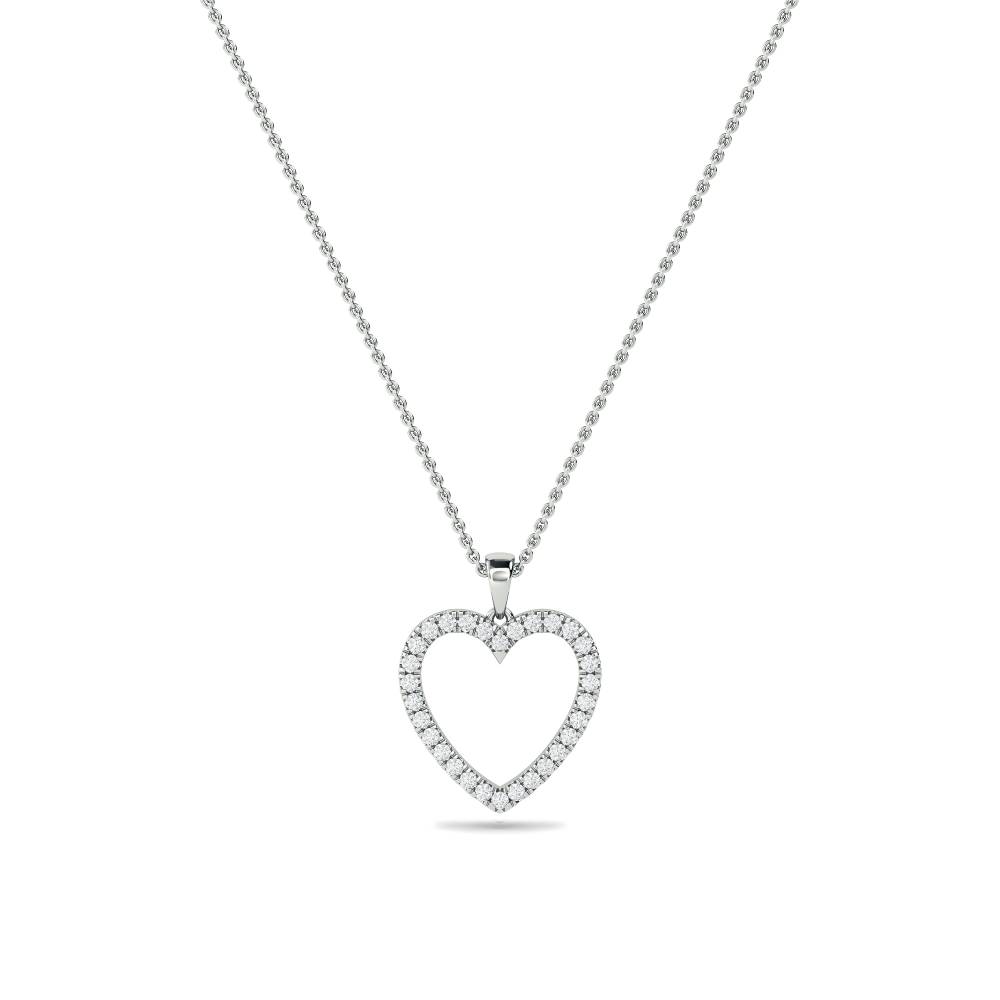 Classic Round Diamond Heart Pendant W