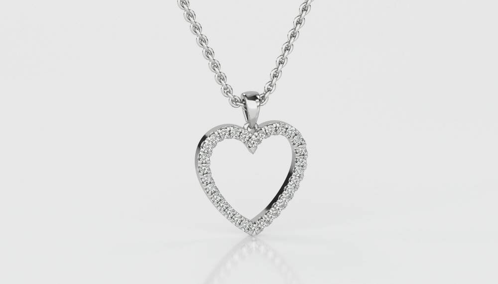 Classic Round Diamond Heart Pendant W