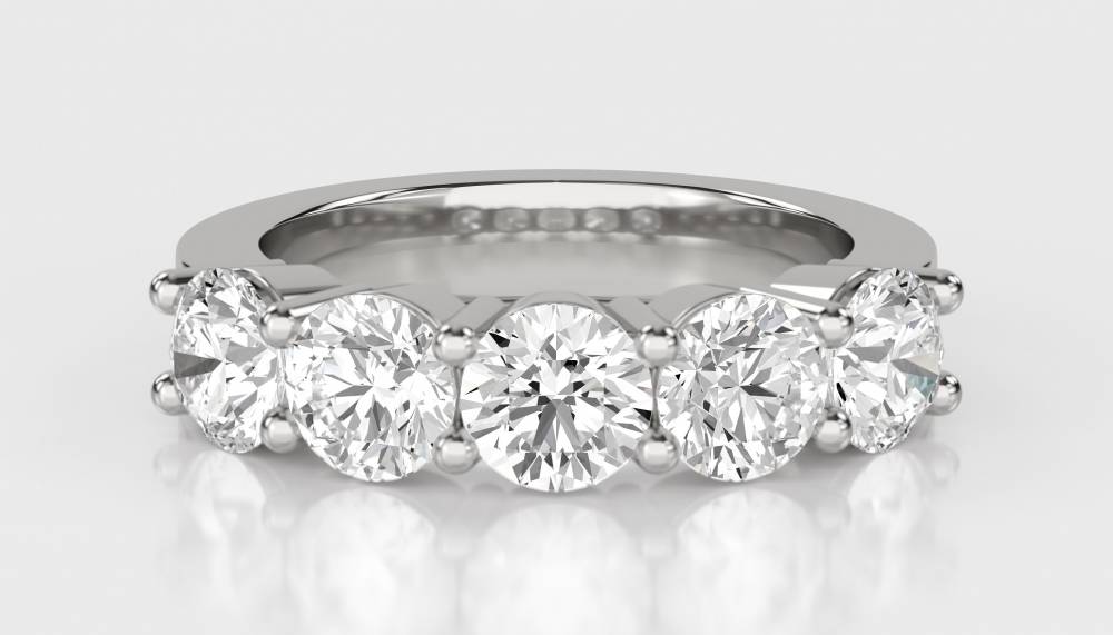 DHMT05088 5 Stone Round Diamond Half Eternity Ring W