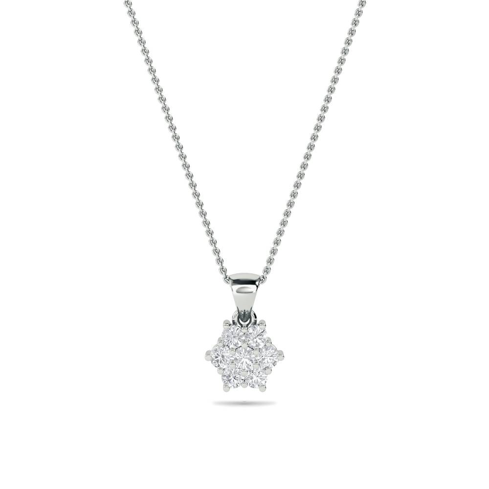 Round Diamond Cluster Flower Pendant W