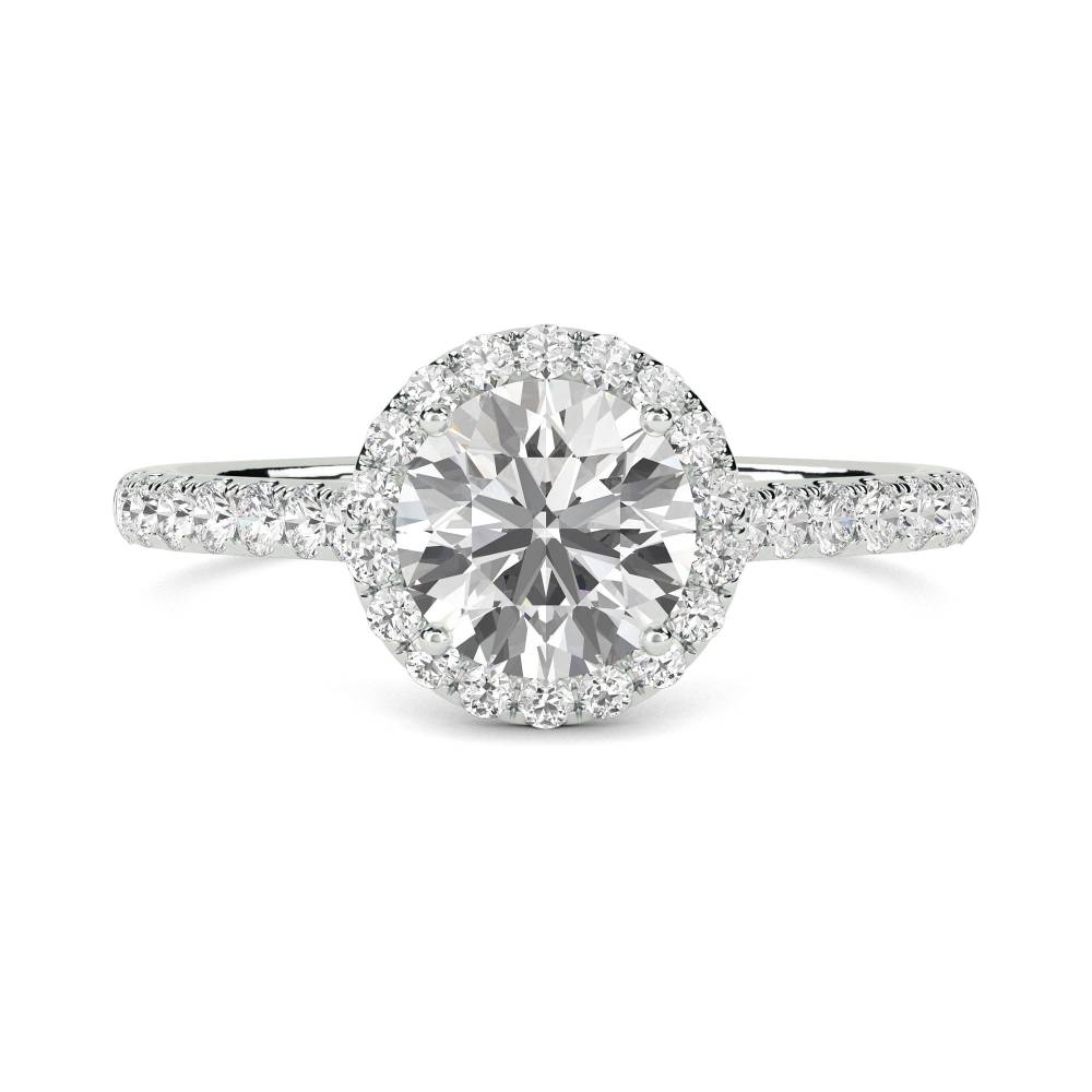 Round Diamond Single Halo Shoulder Set Ring W