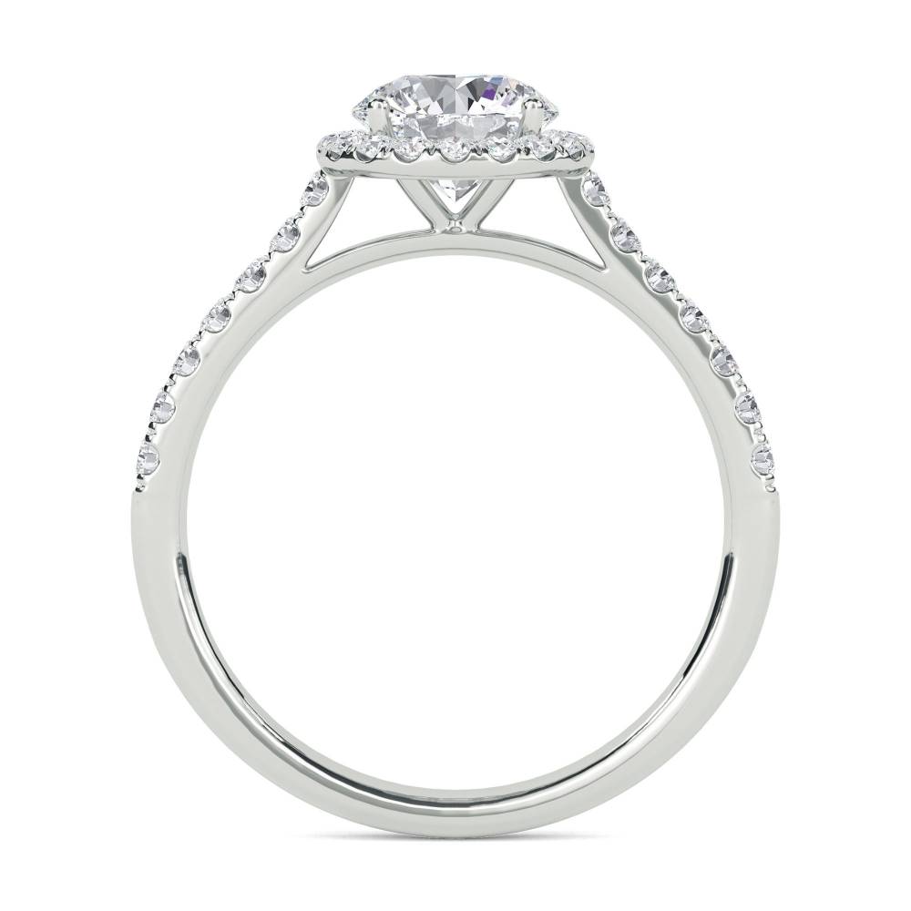 Round Diamond Single Halo Shoulder Set Ring W