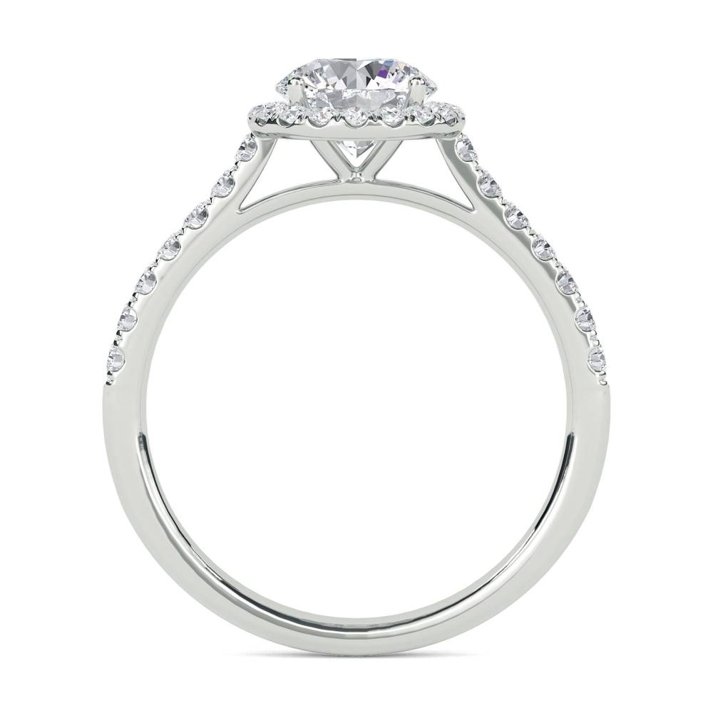 Round Diamond Single Halo Shoulder Set Ring W