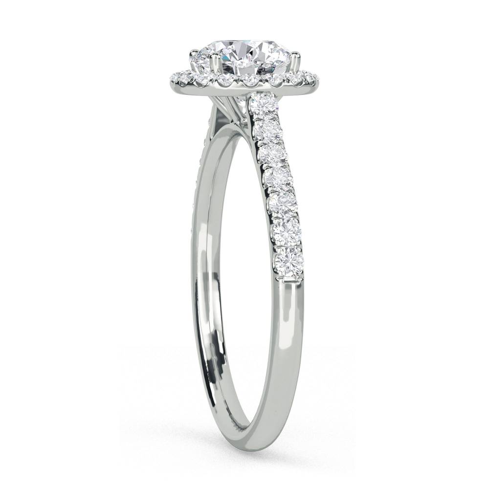 Round Diamond Single Halo Shoulder Set Ring W