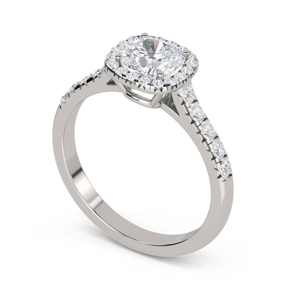 Single Halo Cushion Diamond Ring W