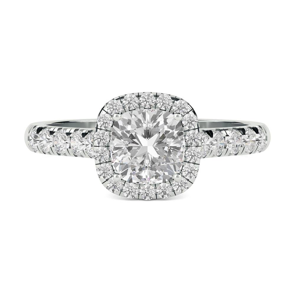 Single Halo Cushion Diamond Ring W