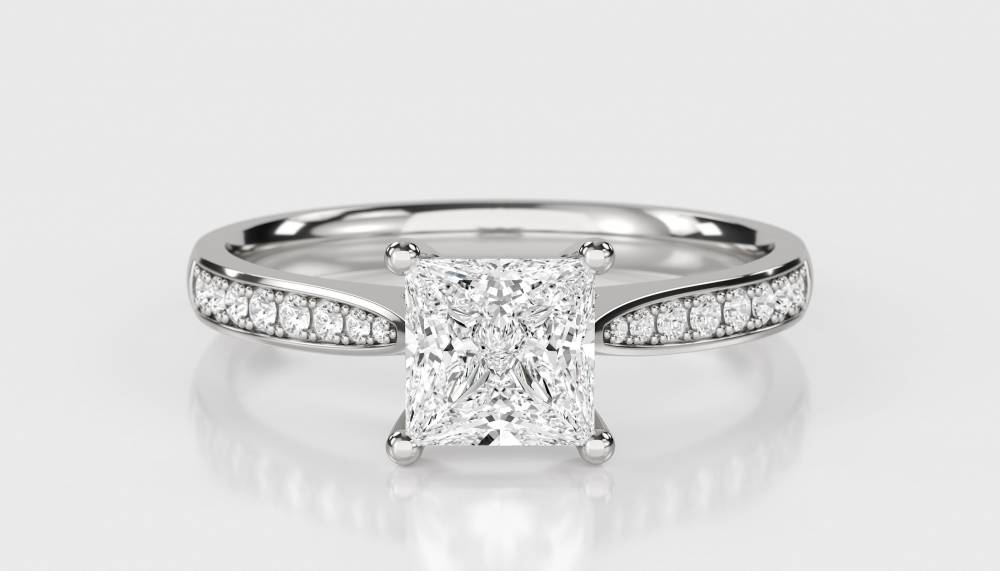 Princess Diamond Shoulder Set Ring W