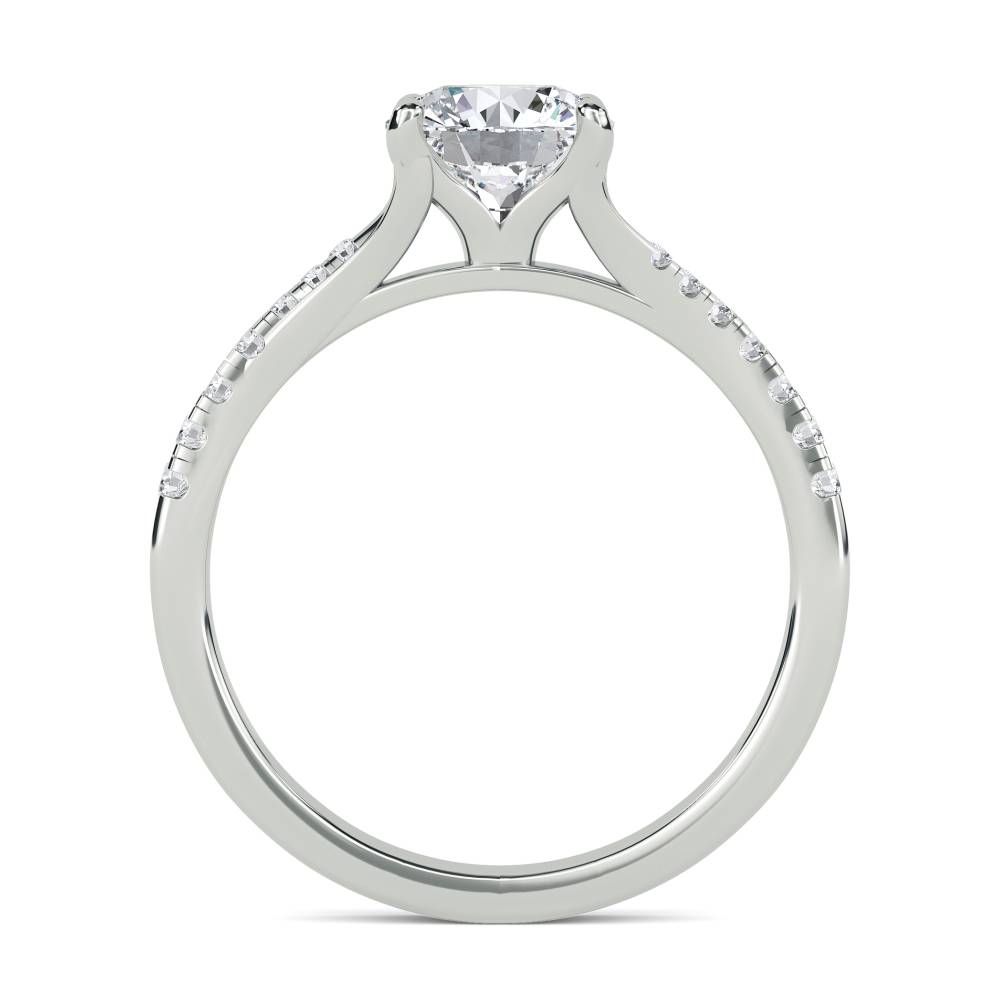 Stylish Round Shoulder Set Diamond Engagement Ring W