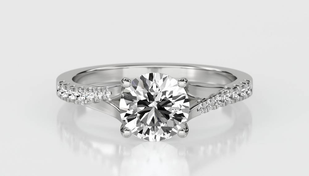 Stylish Round Shoulder Set Diamond Engagement Ring W