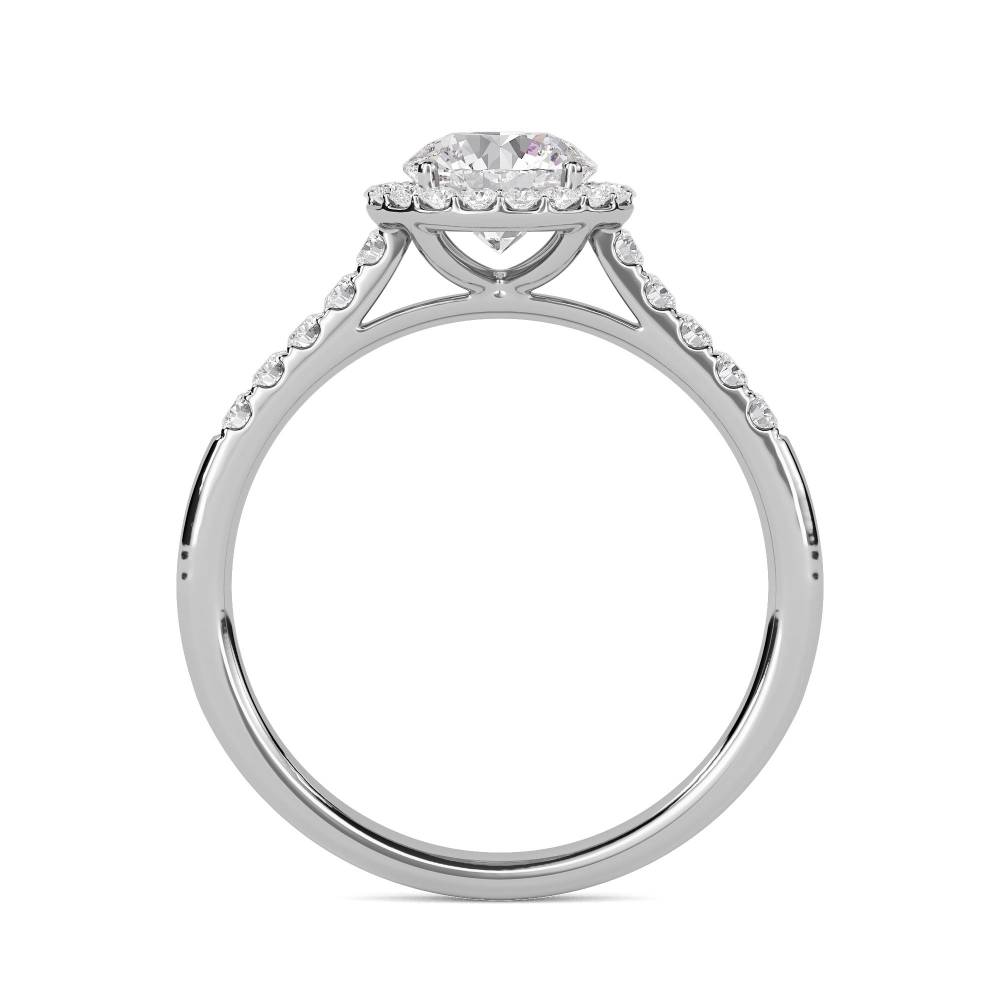 Round Diamond Single Halo Shoulder Set Ring W
