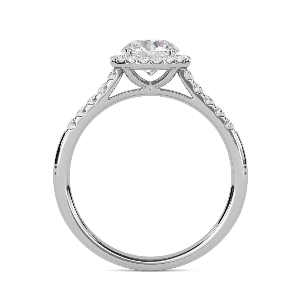 Round Diamond Single Halo Shoulder Set Ring W