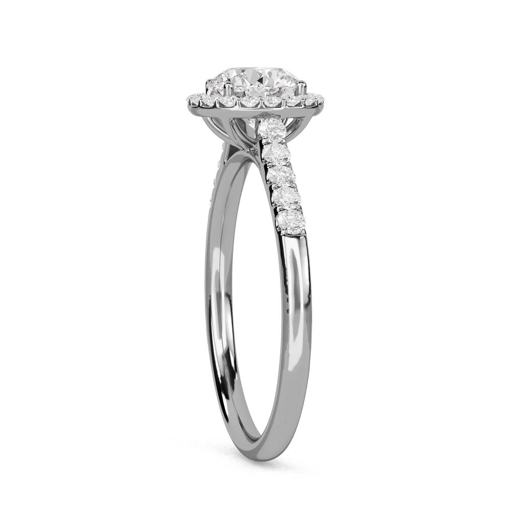 Round Diamond Single Halo Shoulder Set Ring W