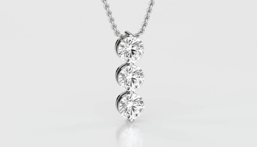 Modern Round Diamond Trilogy Pendant W