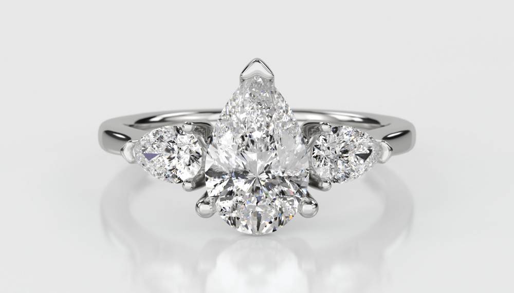 DHTRI3004 Elegant Pear Diamond Trilogy Ring W