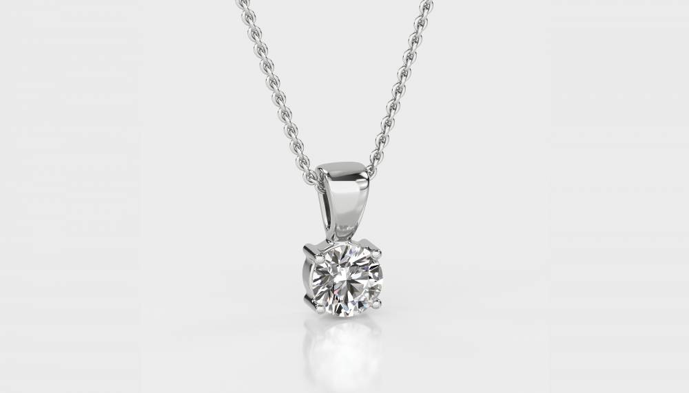 Traditional Round Diamond Solitaire Pendant W