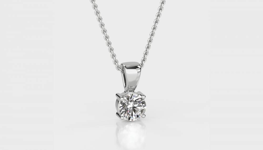 Traditional Round Diamond Solitaire Pendant W