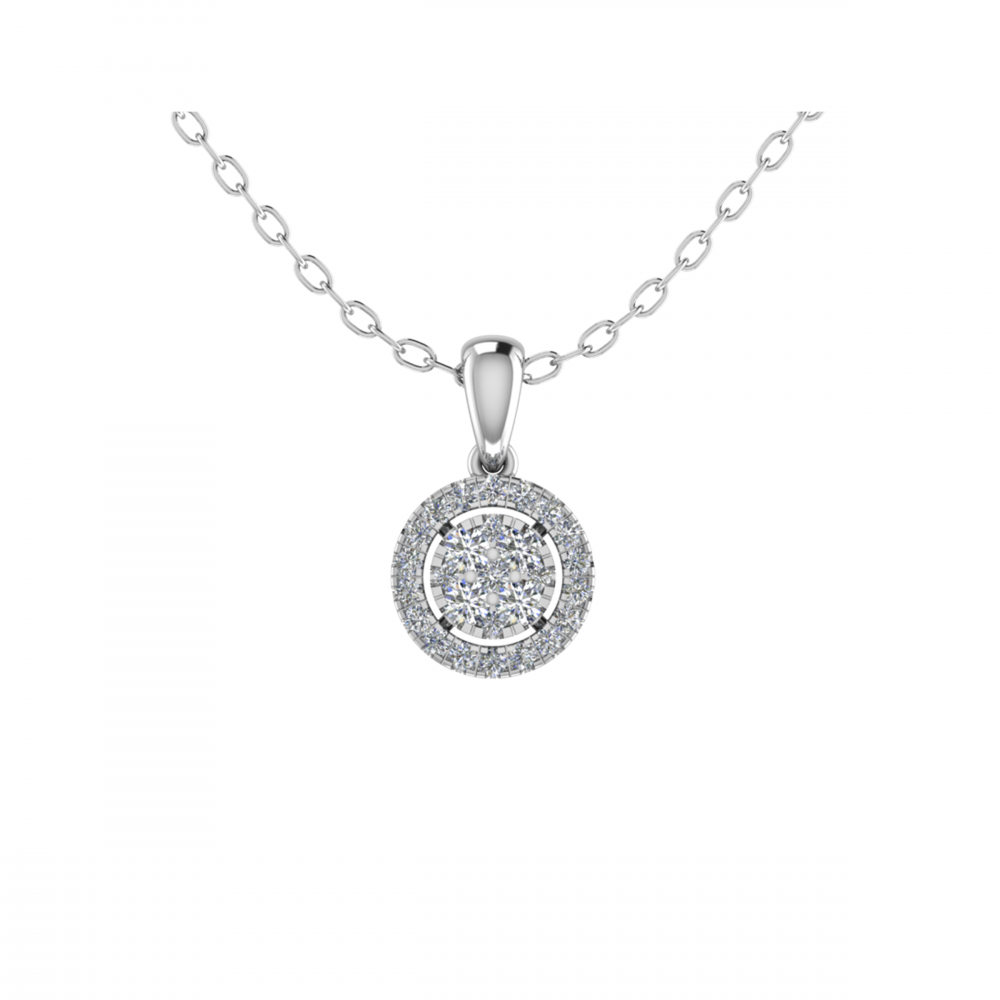 0.25CT VS/GH Round Diamond Set Cluster Pendant W