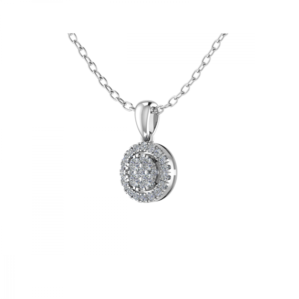 0.25CT VS/GH Round Diamond Set Cluster Pendant W