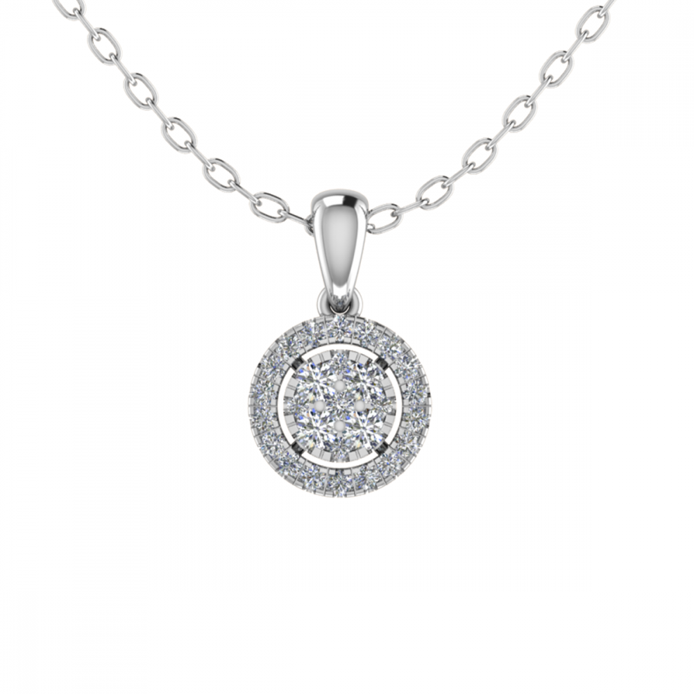 0.25CT VS/GH Round Diamond Set Cluster Pendant W