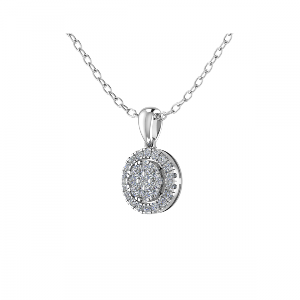 0.40CT VS/GH Round Diamond Set Cluster Pendant W