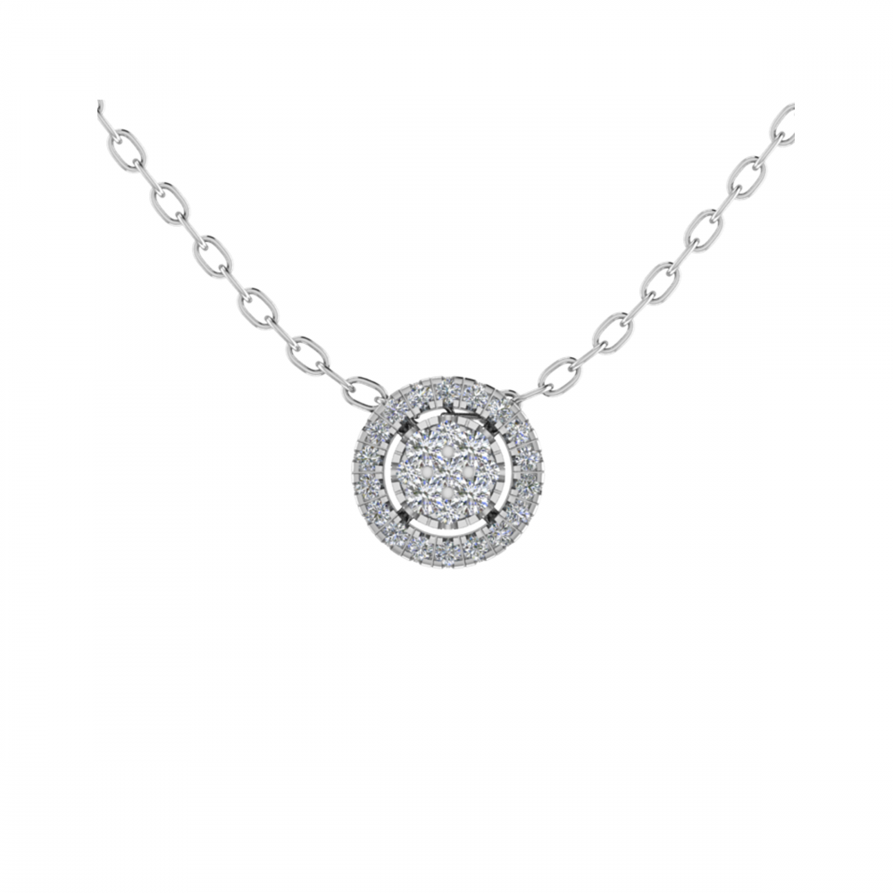 0.20CT VS/GH Round Diamond Set Cluster Pendant W