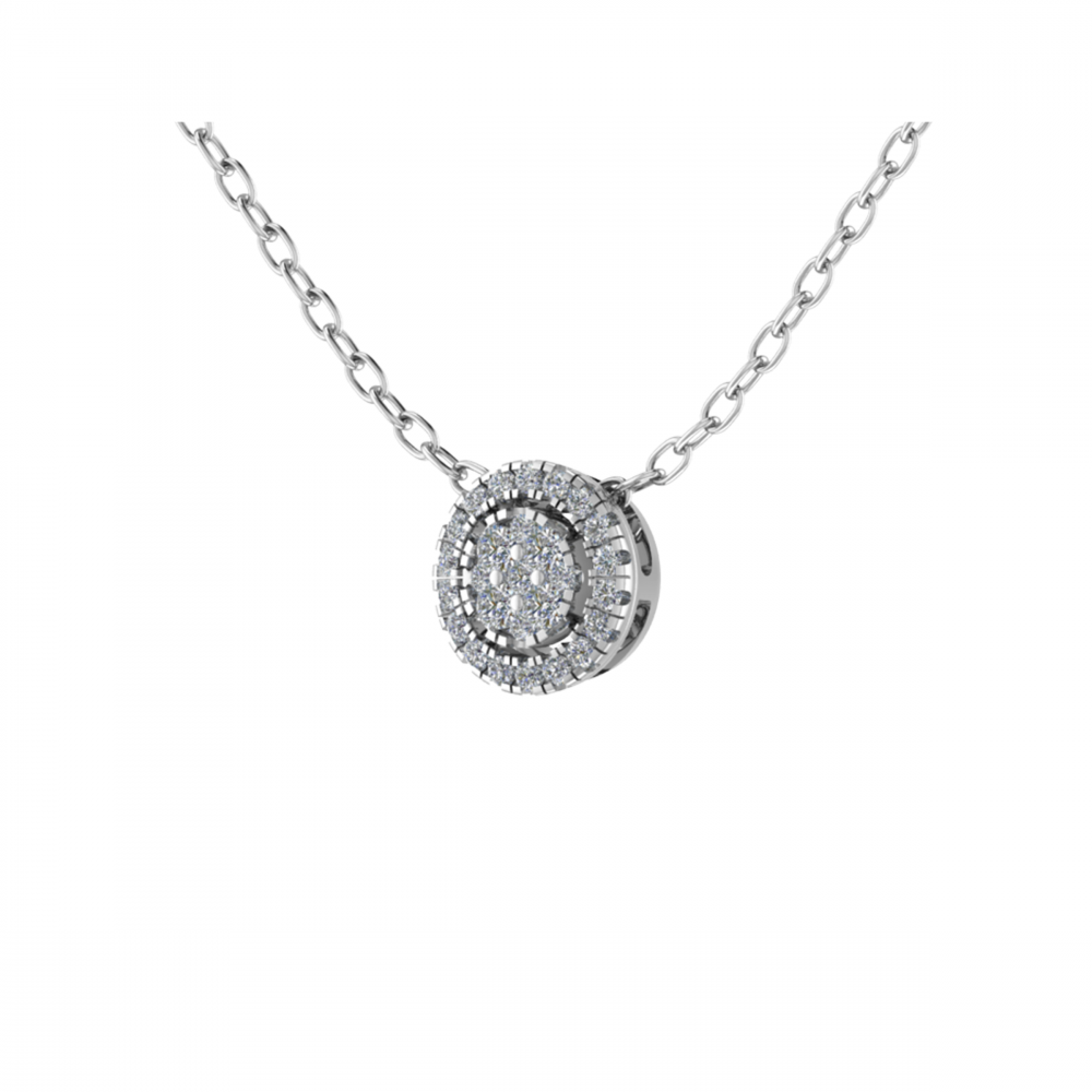 0.20CT VS/GH Round Diamond Set Cluster Pendant W