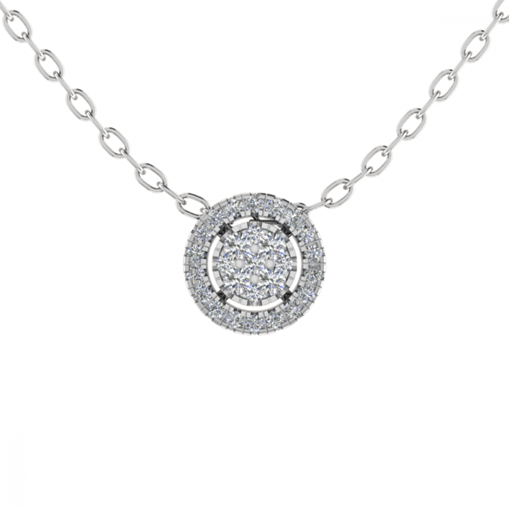 0.20CT VS/GH Round Diamond Set Cluster Pendant W