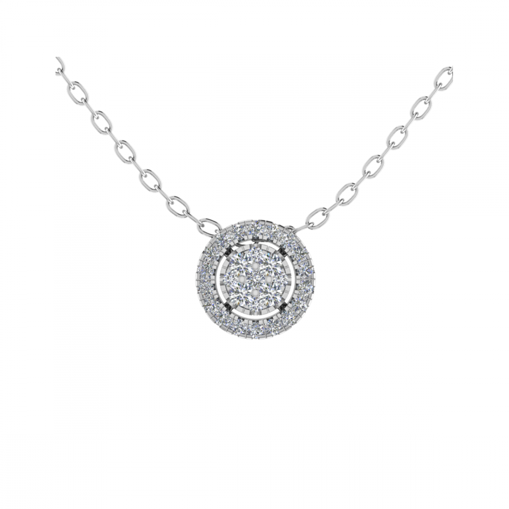 0.25CT VS/GH Round Diamond Set Cluster Pendant W