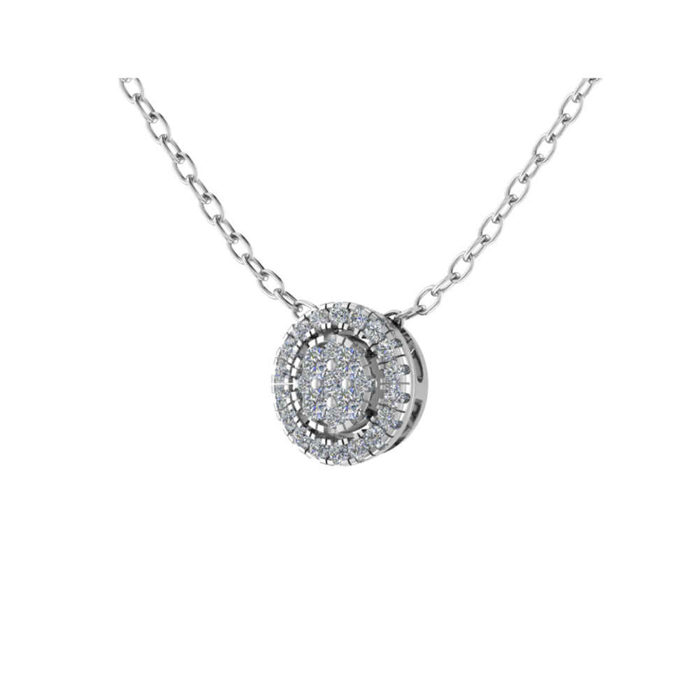 0.25CT VS/GH Round Diamond Set Cluster Pendant W