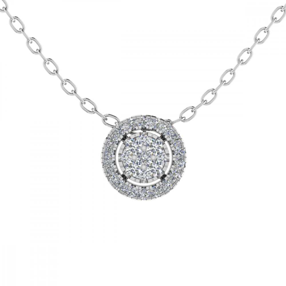 0.25CT VS/GH Round Diamond Set Cluster Pendant W